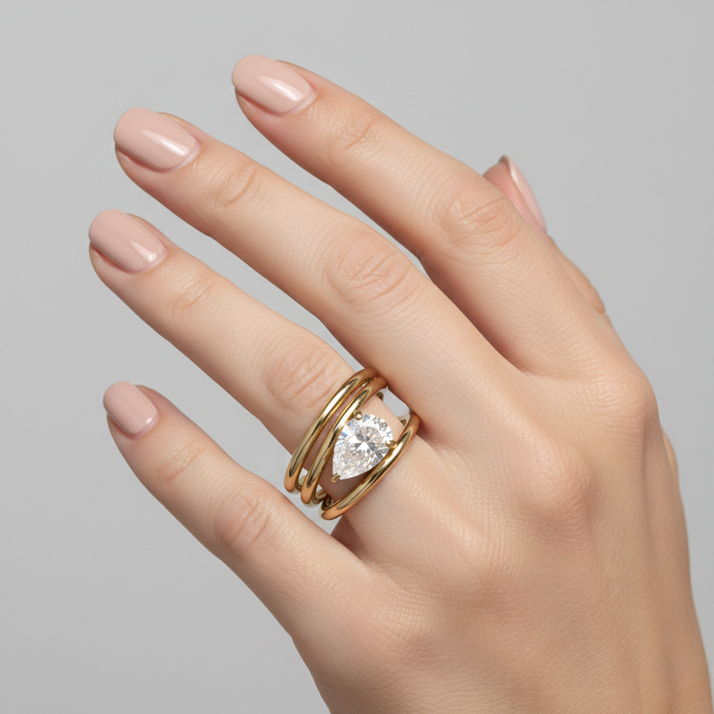The Alya Pear-Cut Triple Stack Ring
