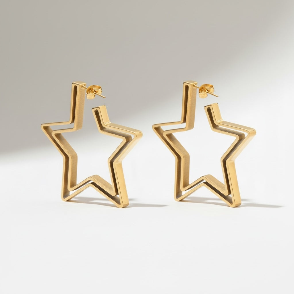 Double-Framed Celestial Star Hoops