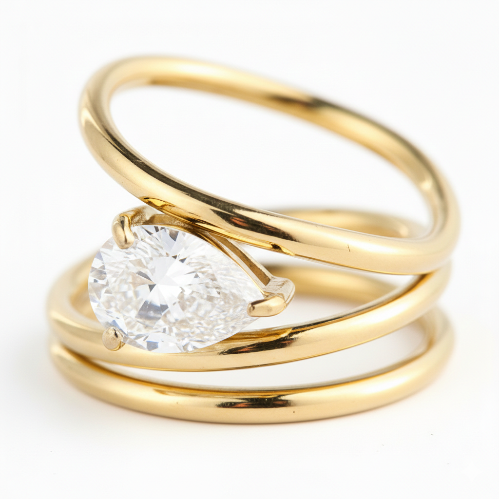 The Alya Pear-Cut Triple Stack Ring