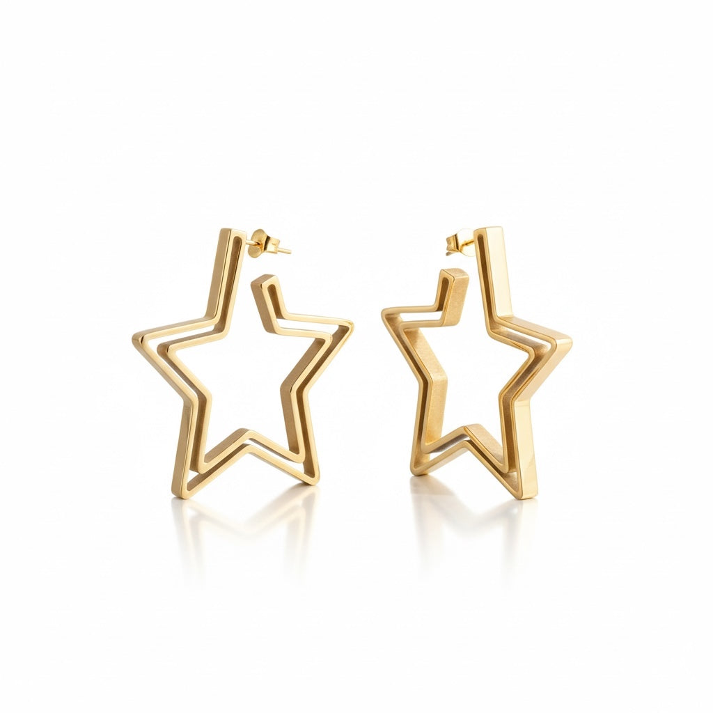 Double-Framed Celestial Star Hoops