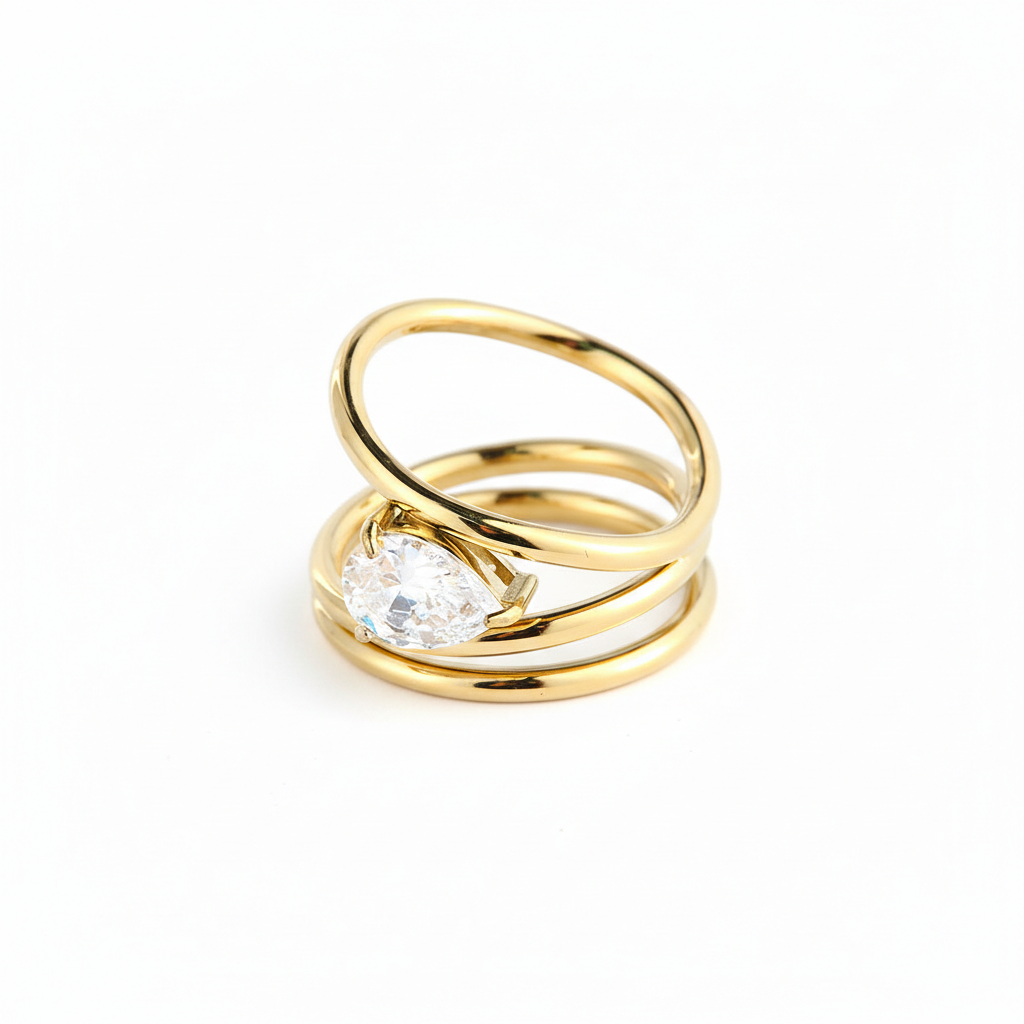 The Alya Pear-Cut Triple Stack Ring