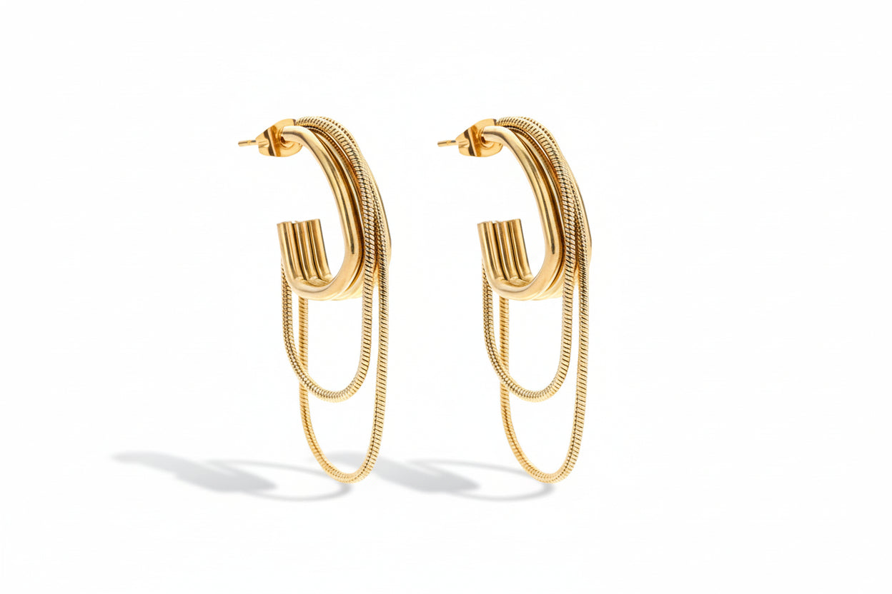 Drape & Flow Triple Hoops