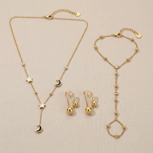 The Night Out Set — Lariat, Orbit Drops & Hand Chain