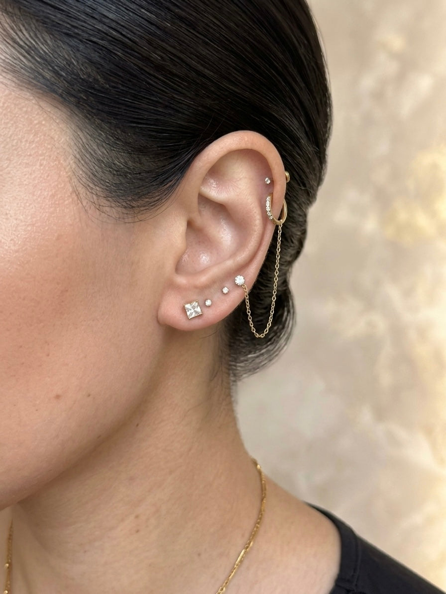 Square Princess-Cut Stud Earrings