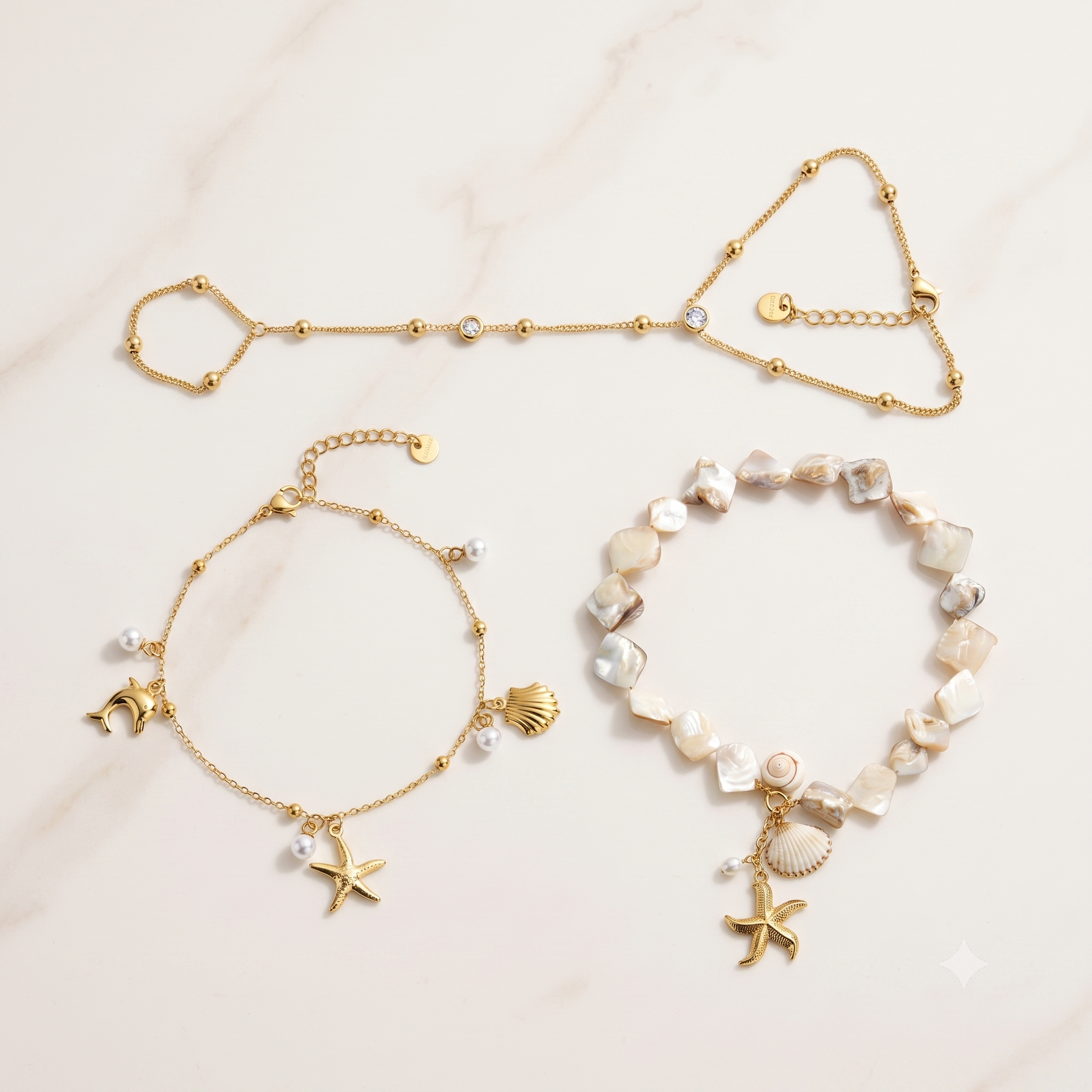 The Beach Edit — Anklet, Hand Chain & Necklace Set