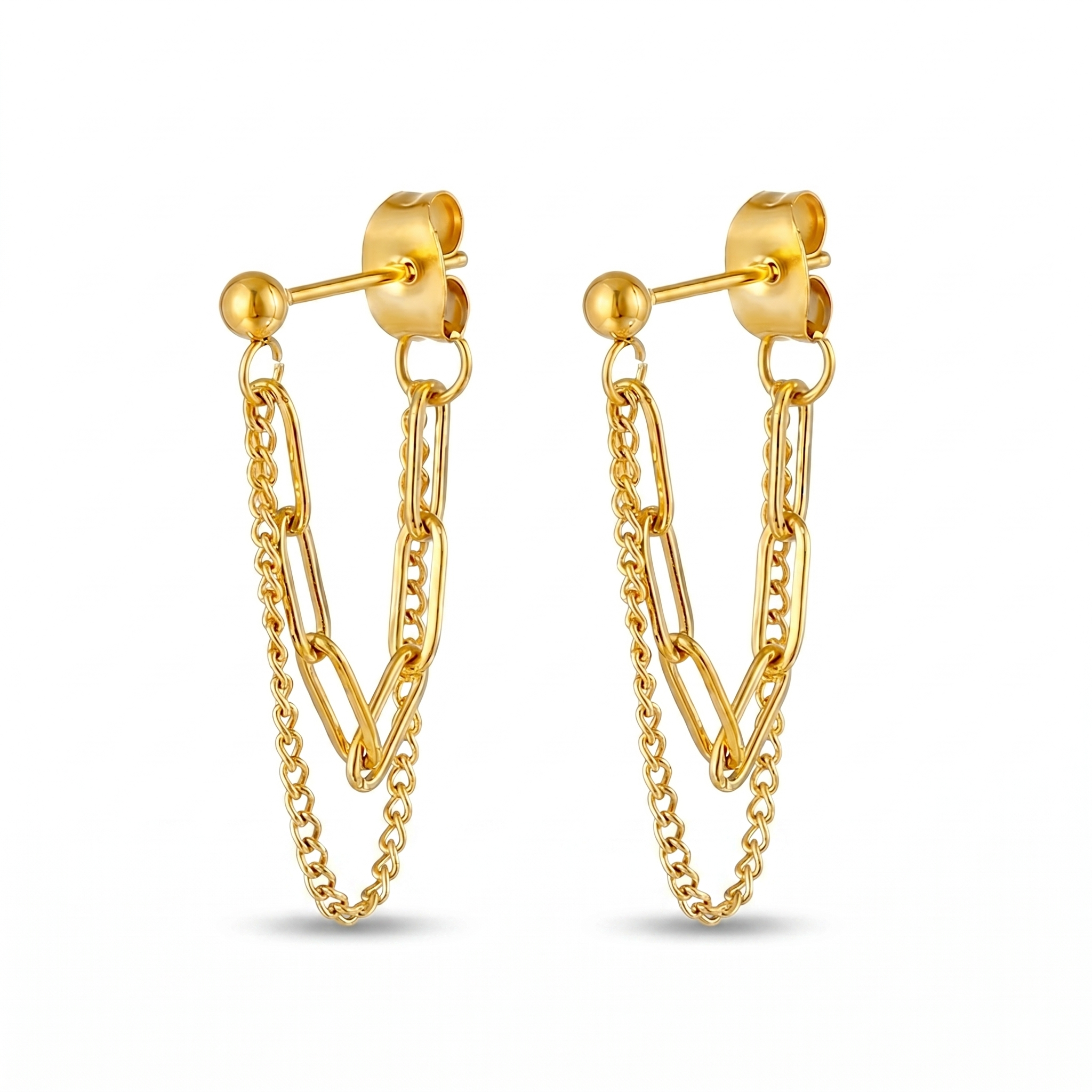 The Double Chain Drop Earrings