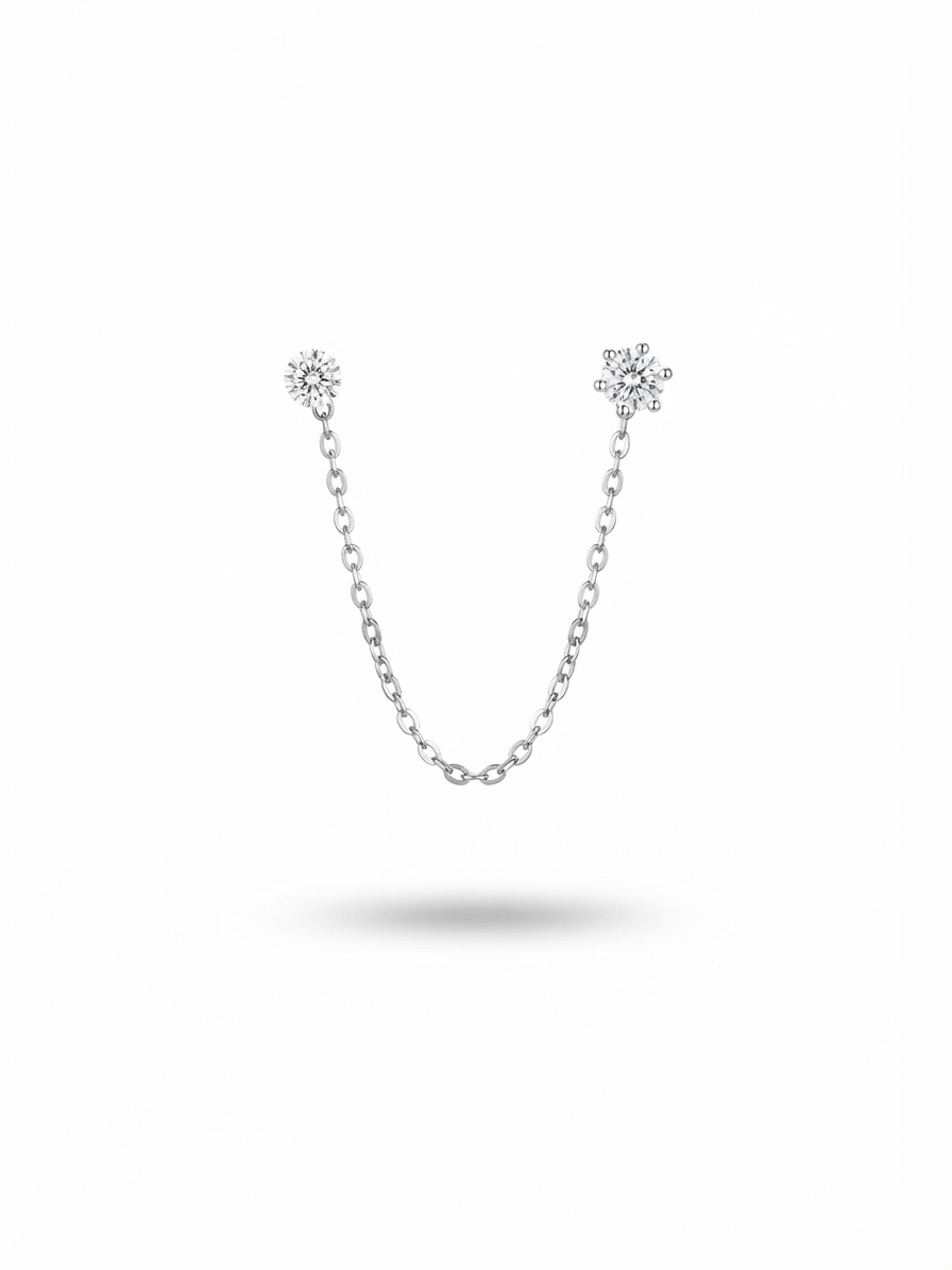 The Star & Stud Chain Earring