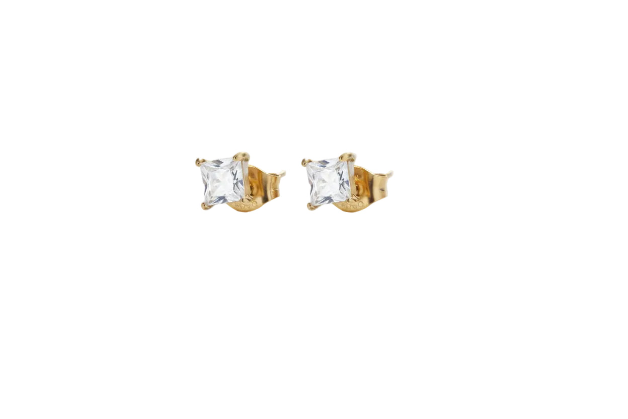 Square Princess-Cut Stud Earrings