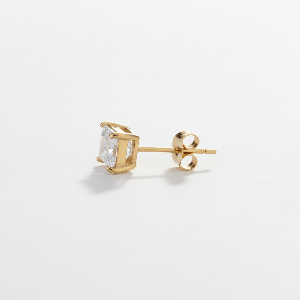 Square Princess-Cut Stud Earrings