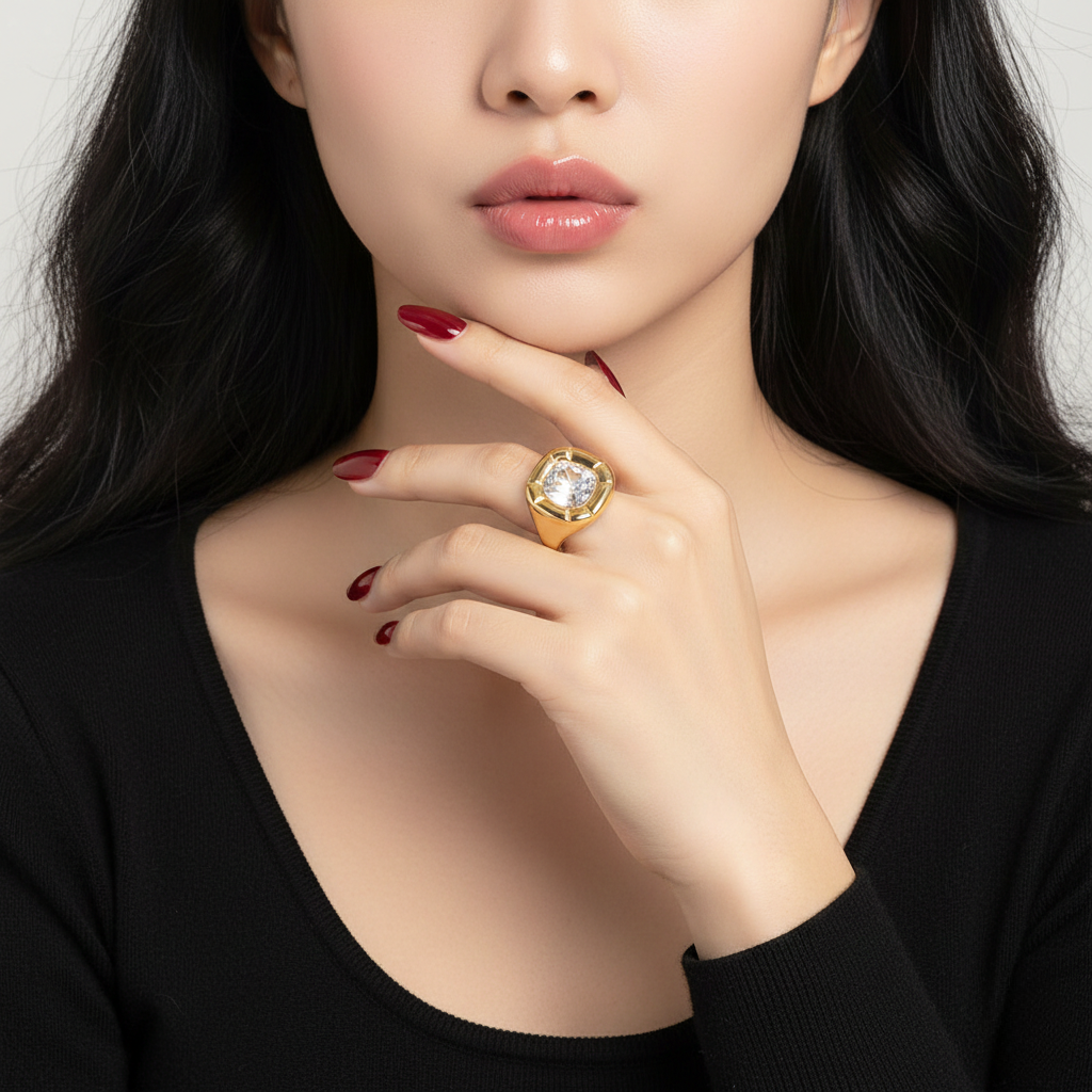 Bold Solitaire Statement Ring