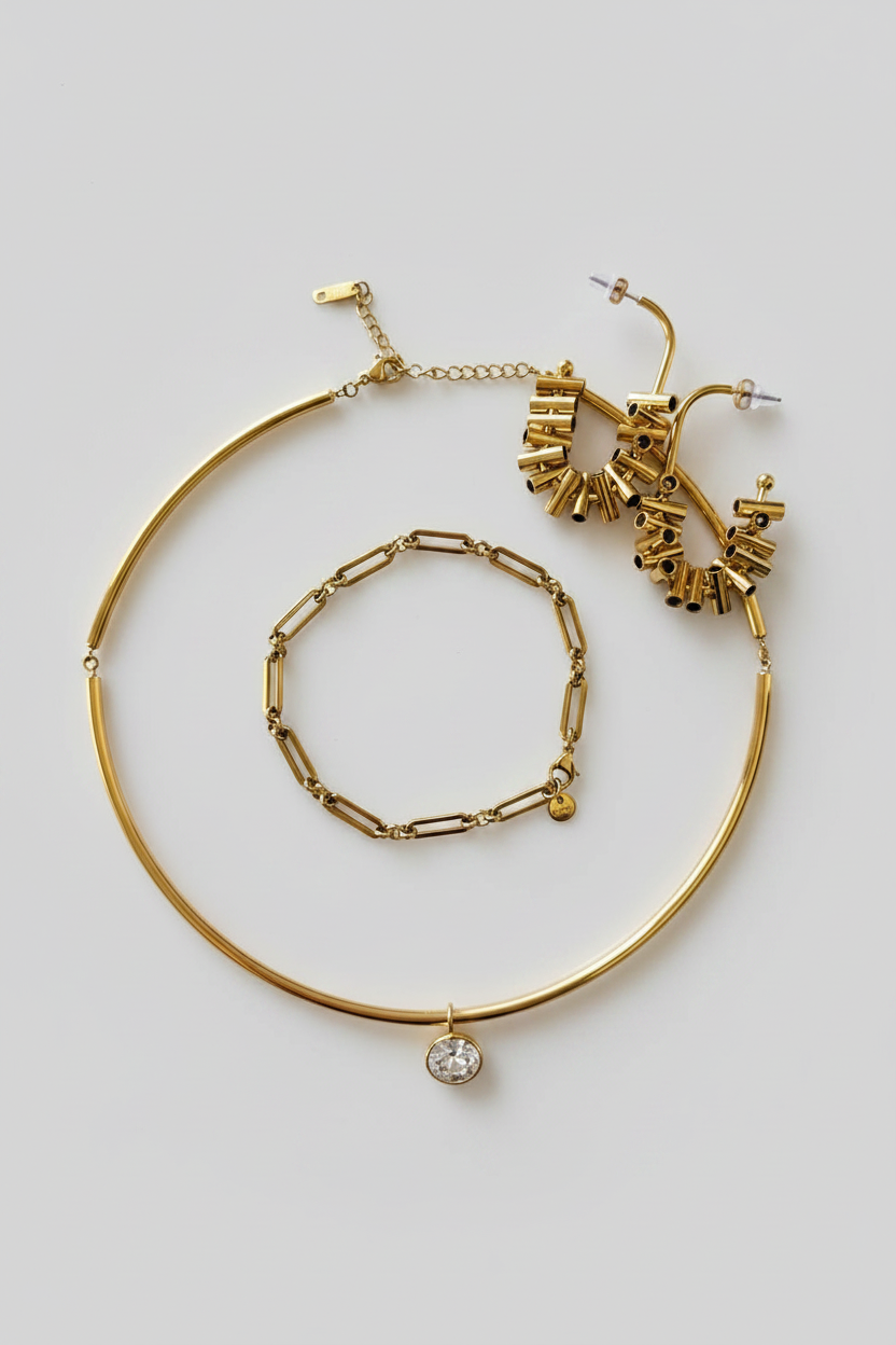 The Architecture Edit — Pipeline Hoops, Linear Bracelet & Arc Collar