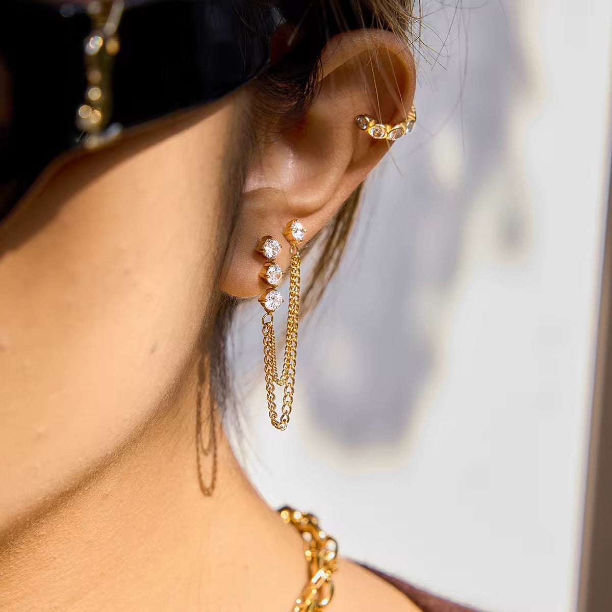 The Drape Chain Crystal Earrings