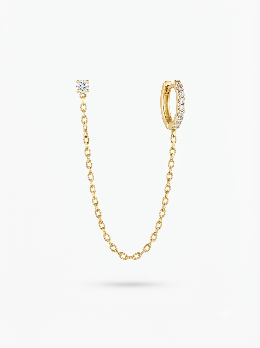 The Twin Lobe Chain Earring