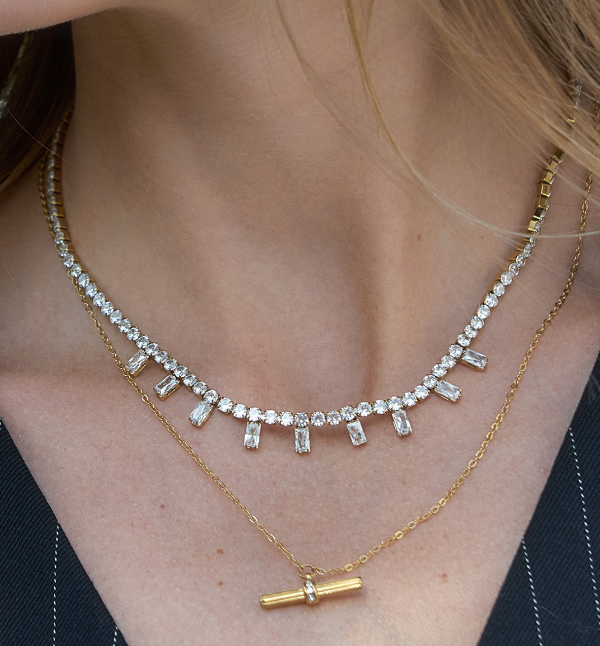 The Baguette Fringe Tennis Necklace
