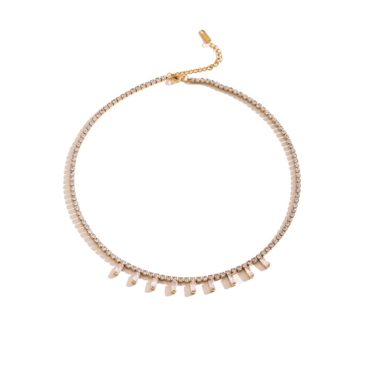 The Baguette Fringe Tennis Necklace
