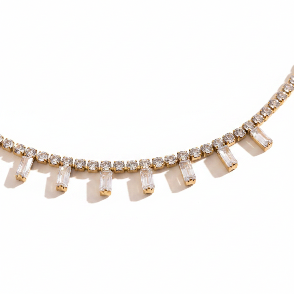 The Baguette Fringe Tennis Necklace